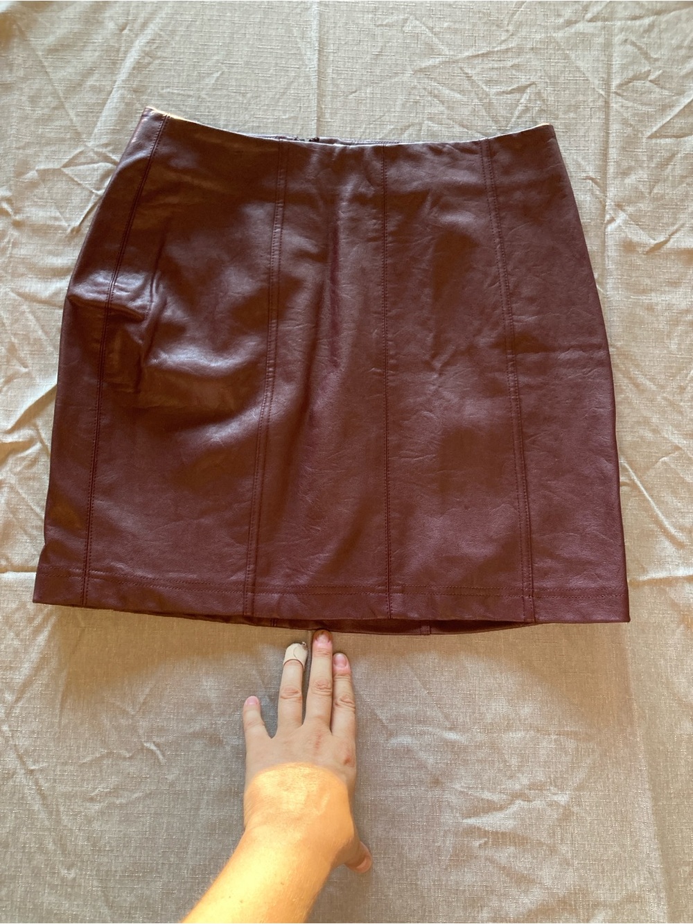 Mini Faux Leather Pencil Skirt in Burgundy Jolt Y2K academia